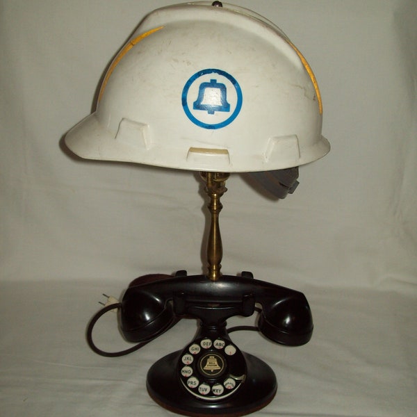 Early Bell System Telephone Light With Hard Hat ~ Works ~ Does Display Well !