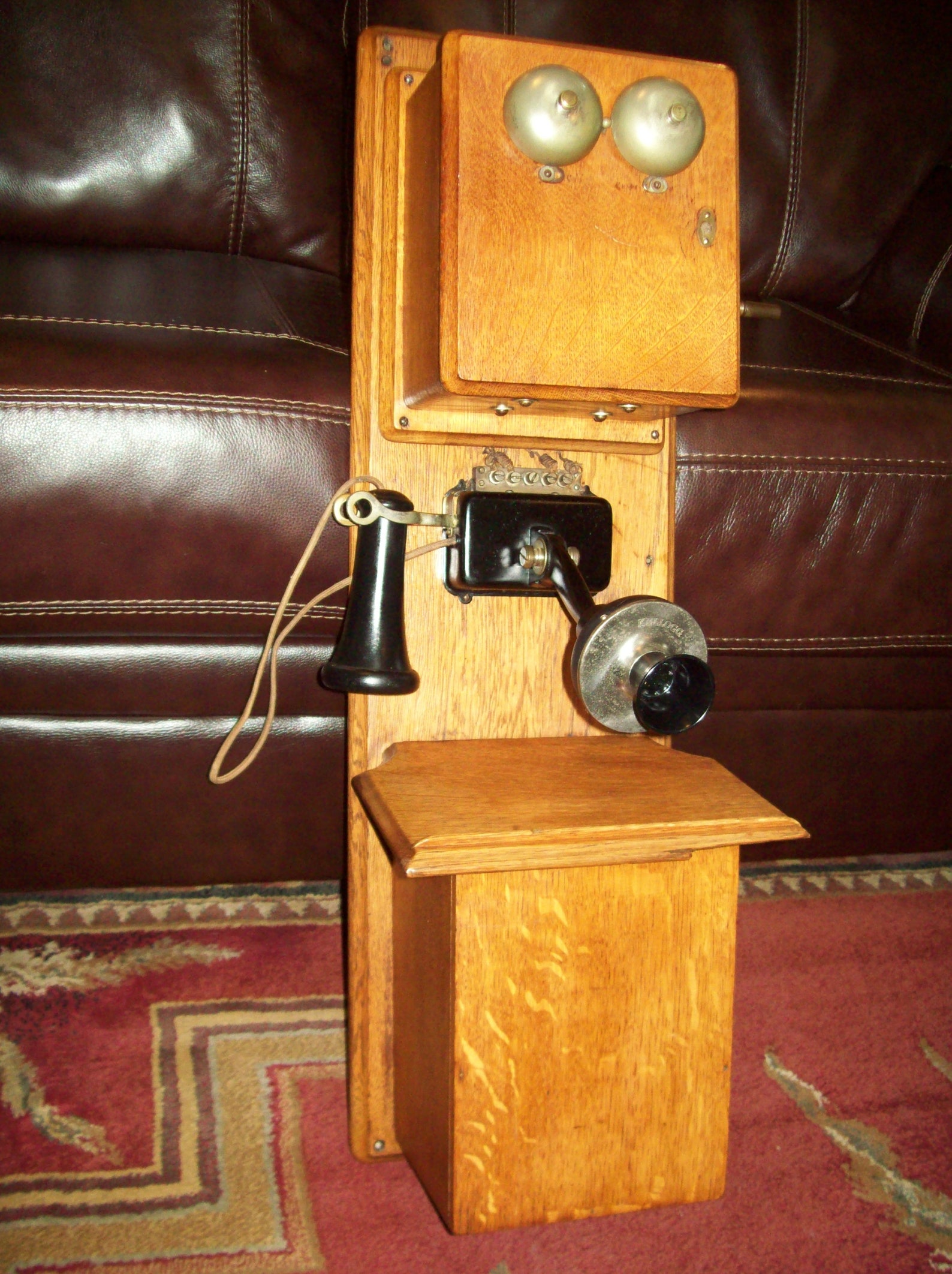 Antique Wall Mount Hand Crank Phone Double Wood Box Early Etsy Canada