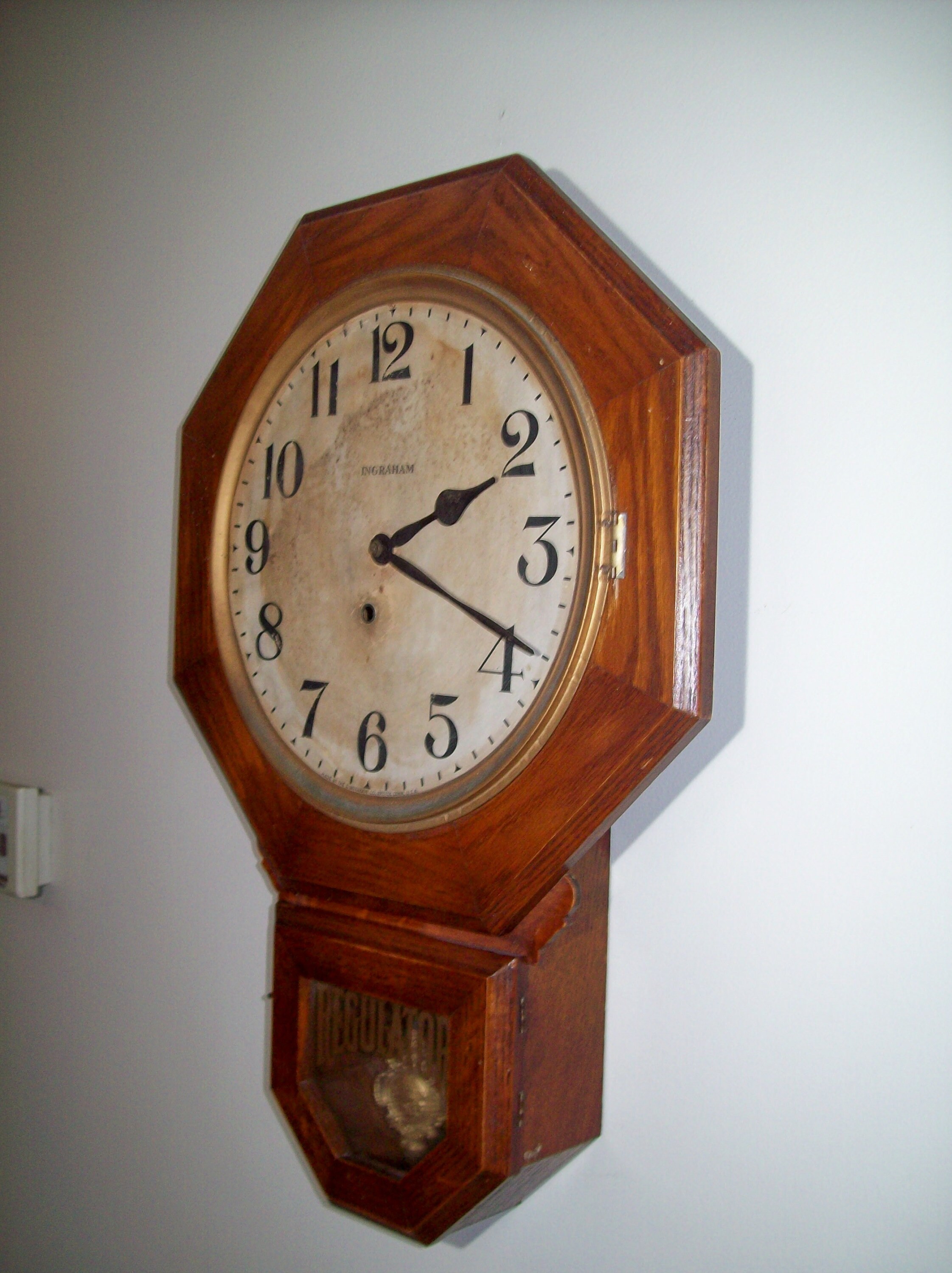 Antique Ingraham Regulator Wall Clock Key Wind Pendulum Etsy