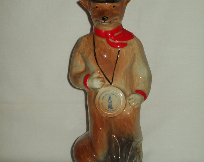 Vintage 1974 James Beam Bourbon Whiskey Fox Decanter Bottle empty