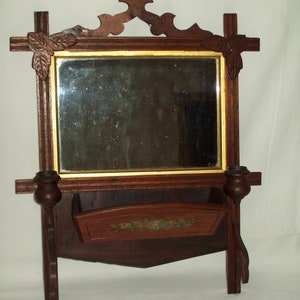 Rare Old Tramp Art Shaving Mirror ~ Bar / Man Cave Barber Shop Collectibles !