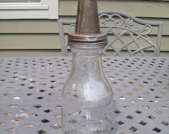 Original Huffman Service / Gas Station Motor Oil Bottle, Has Embossed Lettering !