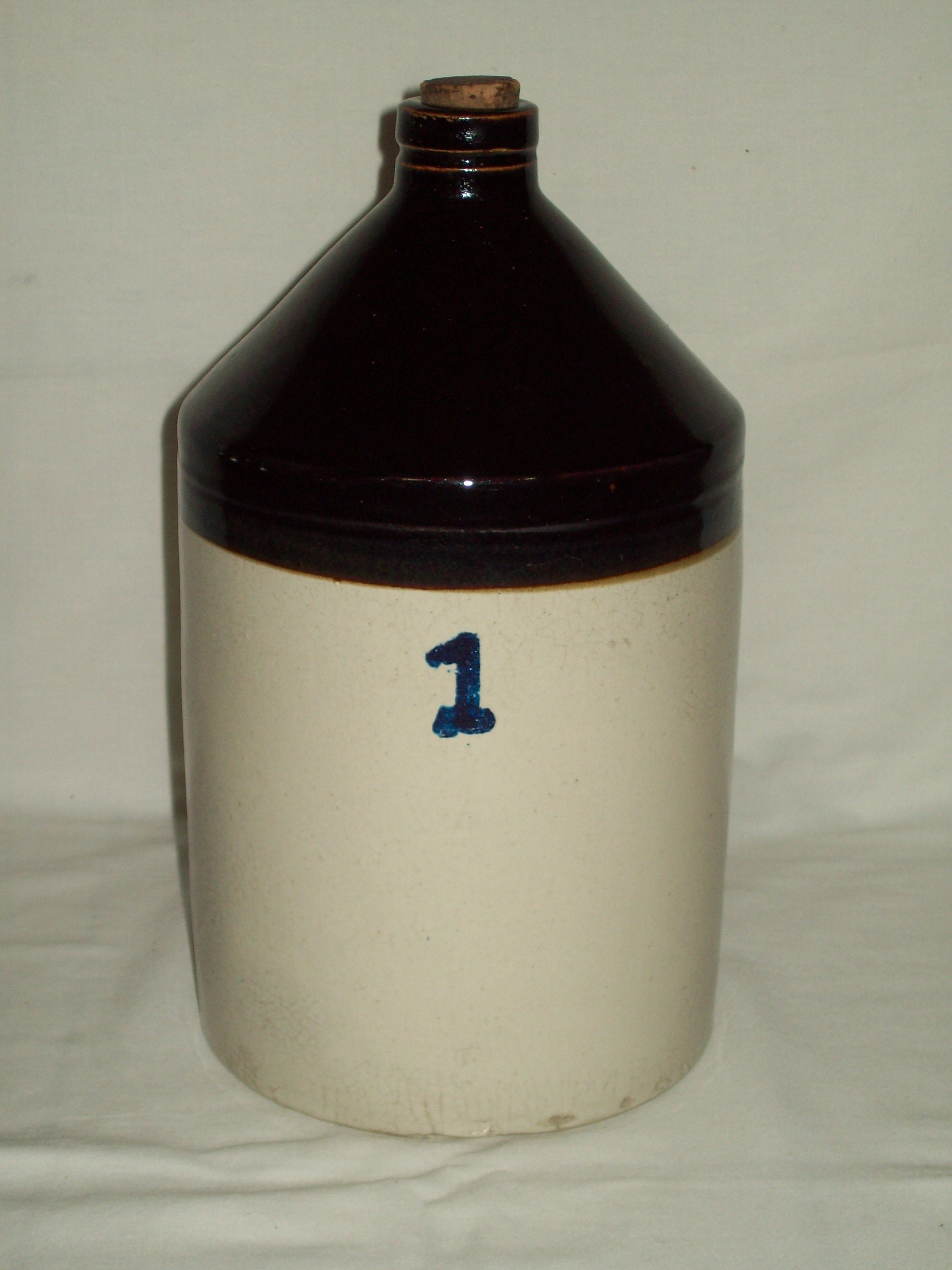 Circa 1870 6 Gallon Midwestern Stoneware Crock with Floral Bouquet #7413