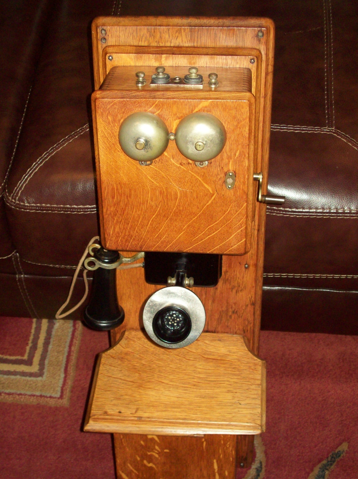 Antique Wall Mount Hand Crank Phone Double Wood Box Early Etsy Canada