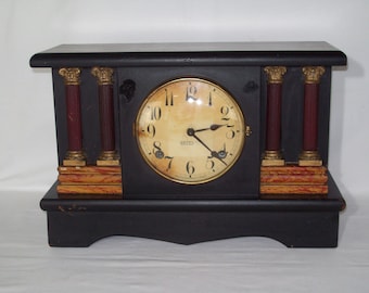 Antique Key Wind Pendulum Movement Mantle / Shelf Clock ~ Does Work Well !