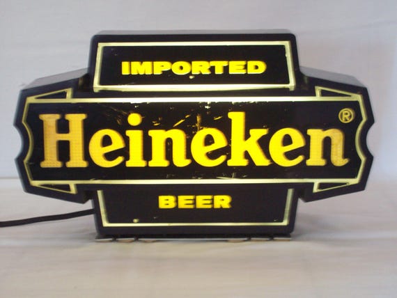Heineken ビール看板 アンティーク ハイネケン輸入ビールの照明付き看板～素敵なビンテージビールスタンド