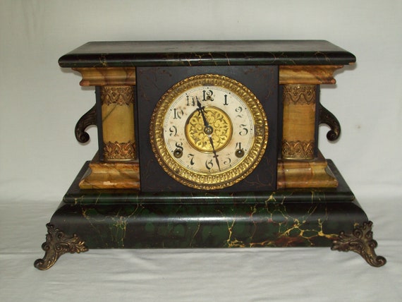 Antike 1906 Gilbert Mantel Regal Uhr Schlussel Wind Pendel Etsy