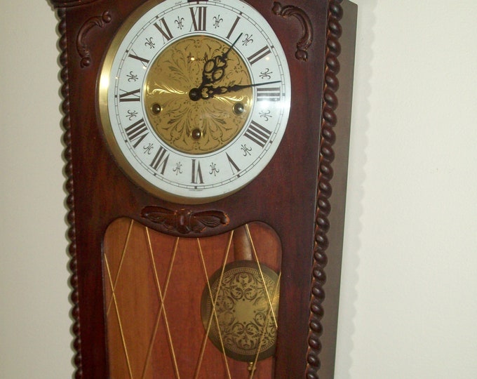 Vintage West German Wall Clock Key Wind Pendulum Movement Working