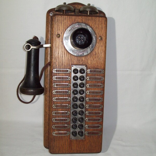Late 1800's Connecticut Antique Wall Intercom ~ 20 Line Hotel Intercom Phone ~ This Piece Does Display Well !
