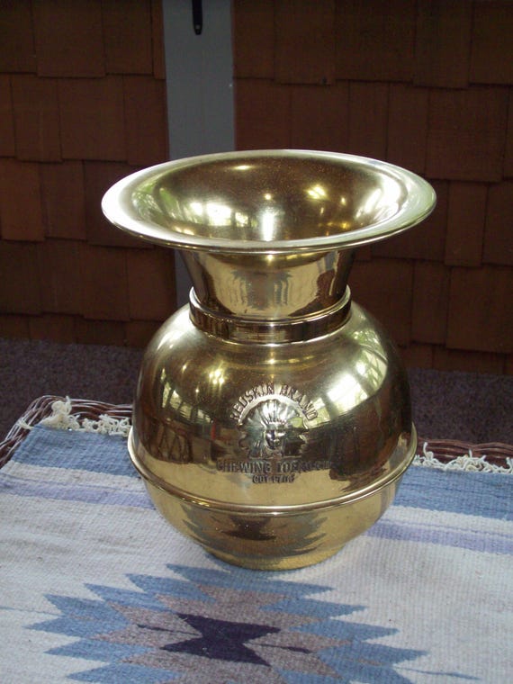 Vintage Chewing Tobacco Cut Plug Spittoon ~ Embossed Pattern ~ Has a  Weighted Base !