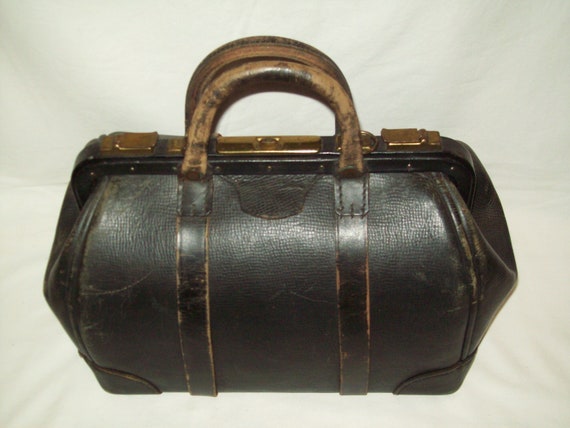Vintage Leather Doctor Bag Antique Bags Doctor's Nurse Medical Medicine 9250