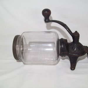 Antique Cast Iron Coffee Grinder ~ Primitive Wall Mount Hand Crank Unit
