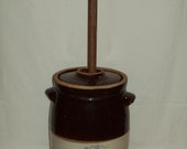 Primitive Blue Crown Butter Churn 3 Robinson Ransbottom Stoneware Crock Churn Great Vintage Condition