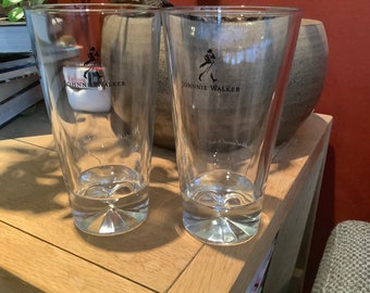 Vintage Johnnie Walker Tumblers – Set of 2 Tall Whisky Glasses