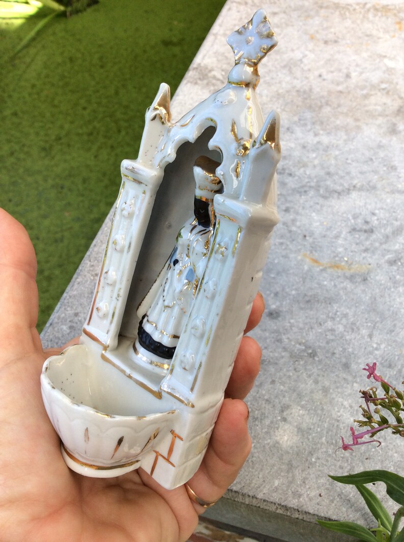 Antique Brussels Porcelain Black Madonna Holy Water Font - Etsy