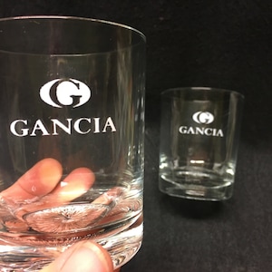 2 vintage Gancia tumbler glasses , Gancia Aperitif liqueur, Italy.