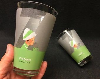 1 vintage Cinzano-glas voor de Cinzano-verzamelaar, Cinzano Collection, Cinzano-cocktails met Cinzano-mixstijl 1960