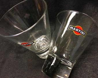Vintage Martini Brand Logo Gläser, 2er Set, Sammler Barware