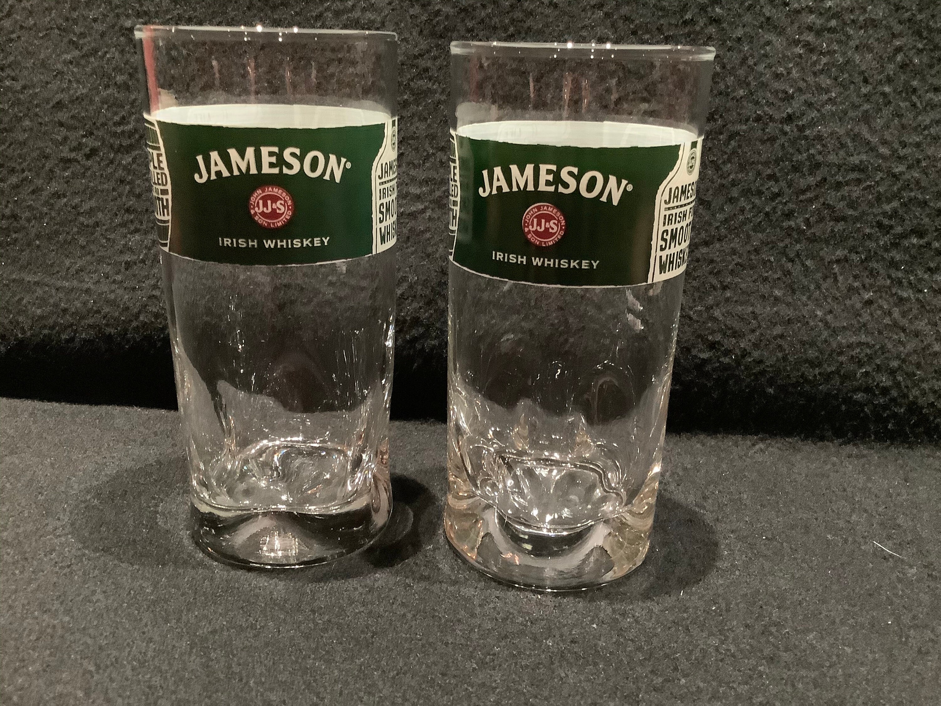 2 Vintage Jameson Irish Whiskey Tumbler Glasses With Green Etsy