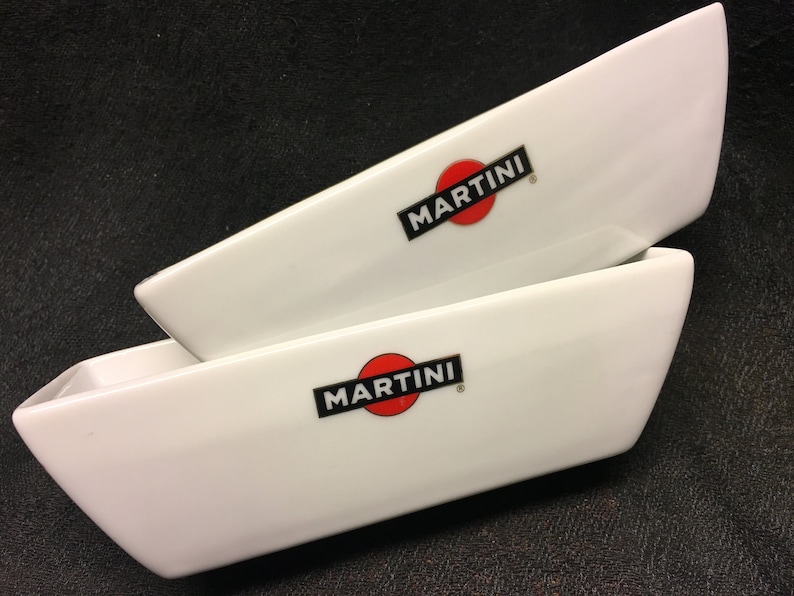 ideal for olives... 2 rectangular Martini vintage appetizer bowls advertising Martini brand logo Martini collection,Martini collector