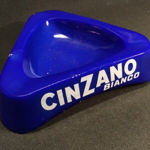 Vintage Cinzano Blue Glass Advertising Ashtray, Collectables , Tobacco and Bar, Home Decor,  Cinzano bianco