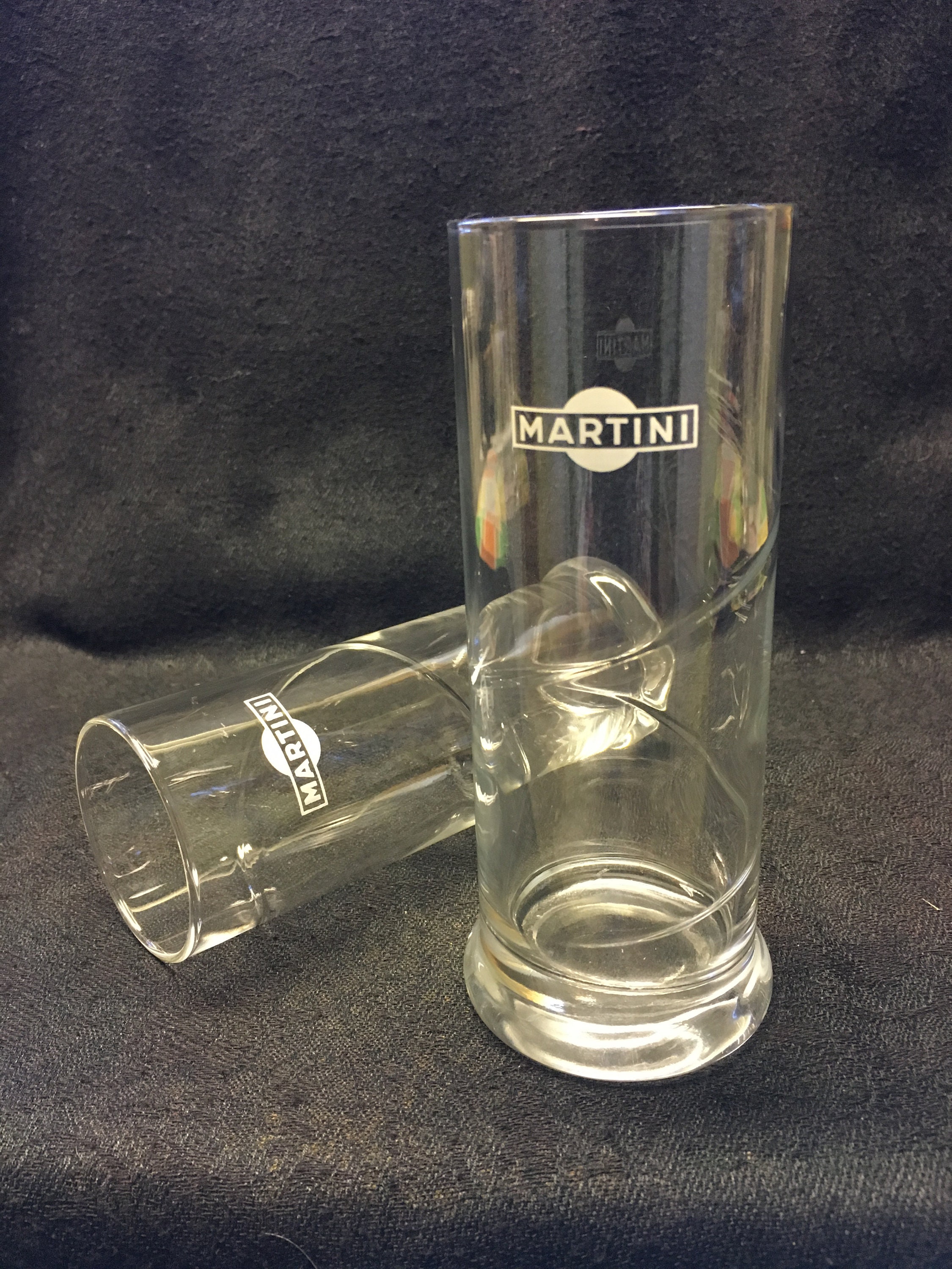 2 Vintage Longdrink Martini Bianco Glasses Advertising Martini Etsy