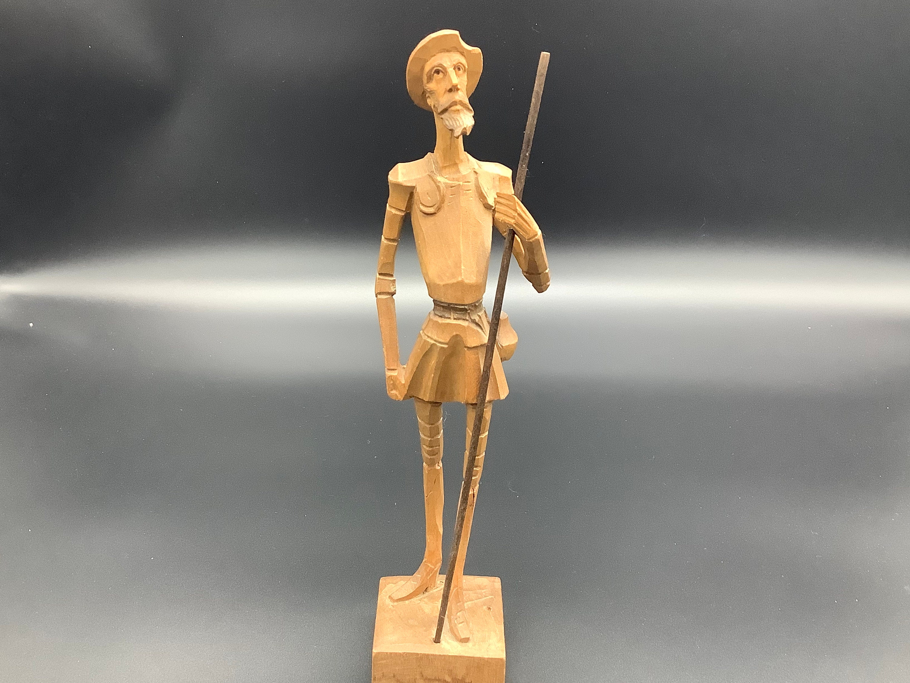 Vintage Don Quixote Figurine Mid Century Carved Wooden Etsy
