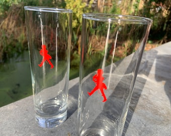 Vintage Johnnie Walker Scotch Glasses, Set of 2, Barware