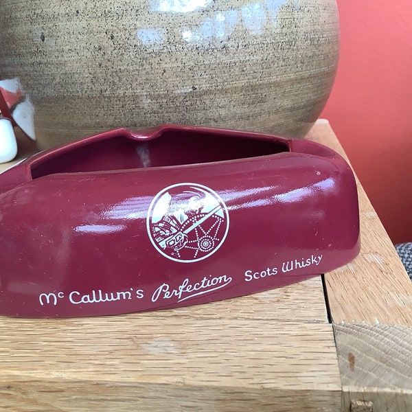 Burgundy Advertising Ashtray Etsy