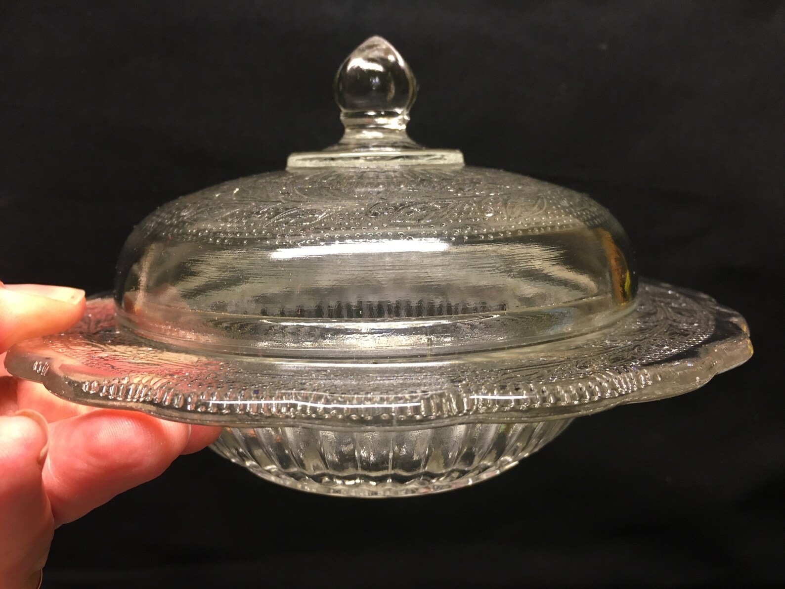 Vintage Pressed Round Glass Butter Dish Jam Jar Jam Etsy UK