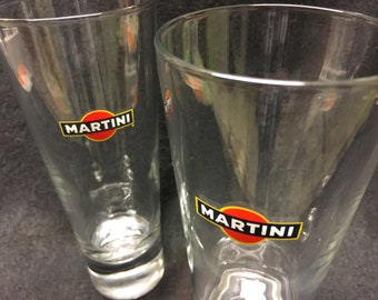 Two Vintage Martini Glasses, Long Drink Advertising, Martini Collector