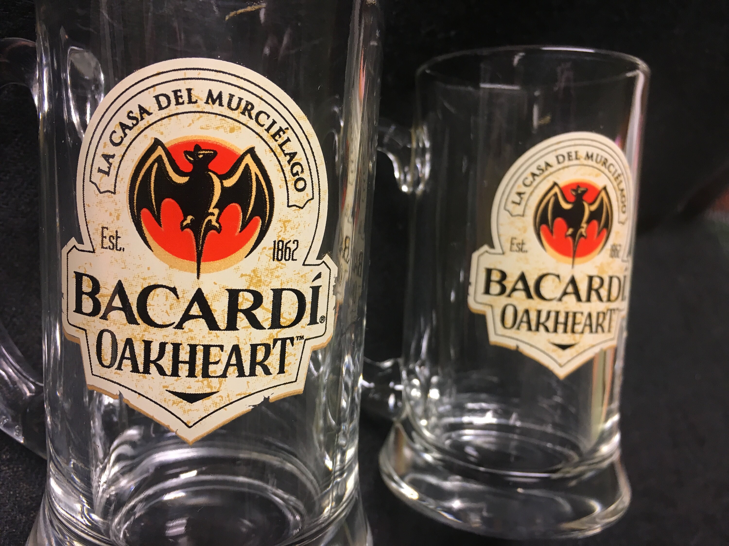 A Set of 2 Vintage Bacardi Oakheart Rum Mugs Glasses Bacardi Etsy