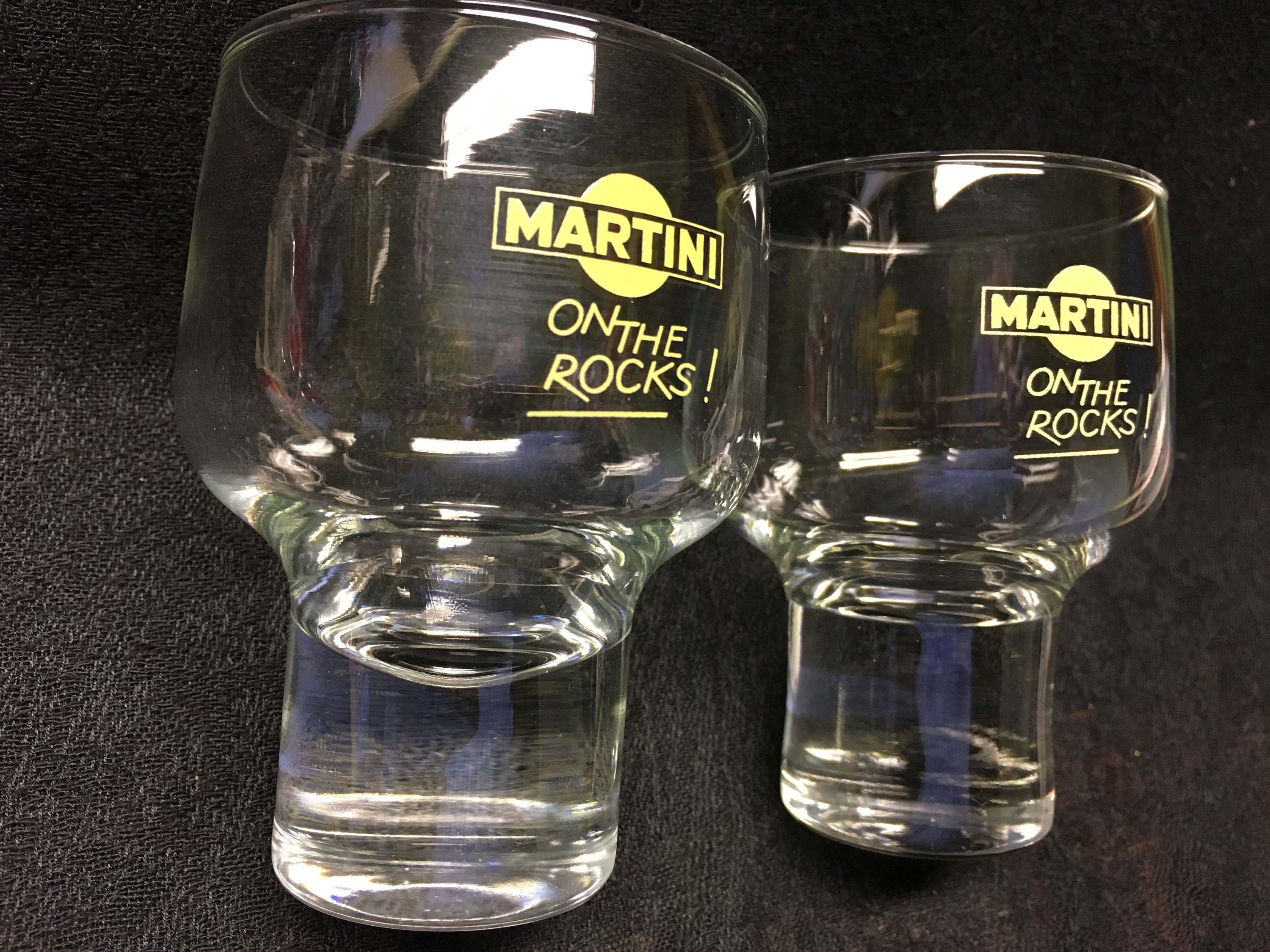 2 Vintage Martini On the Rocksglazen met reclame voor het Etsy Nederland