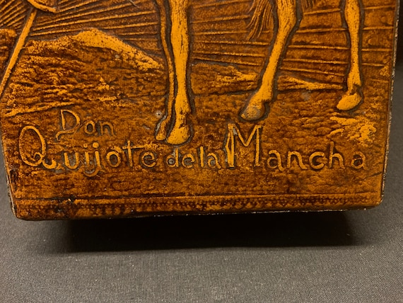 Vintage Don Quixote Embossed Faux Leather Cigar Box