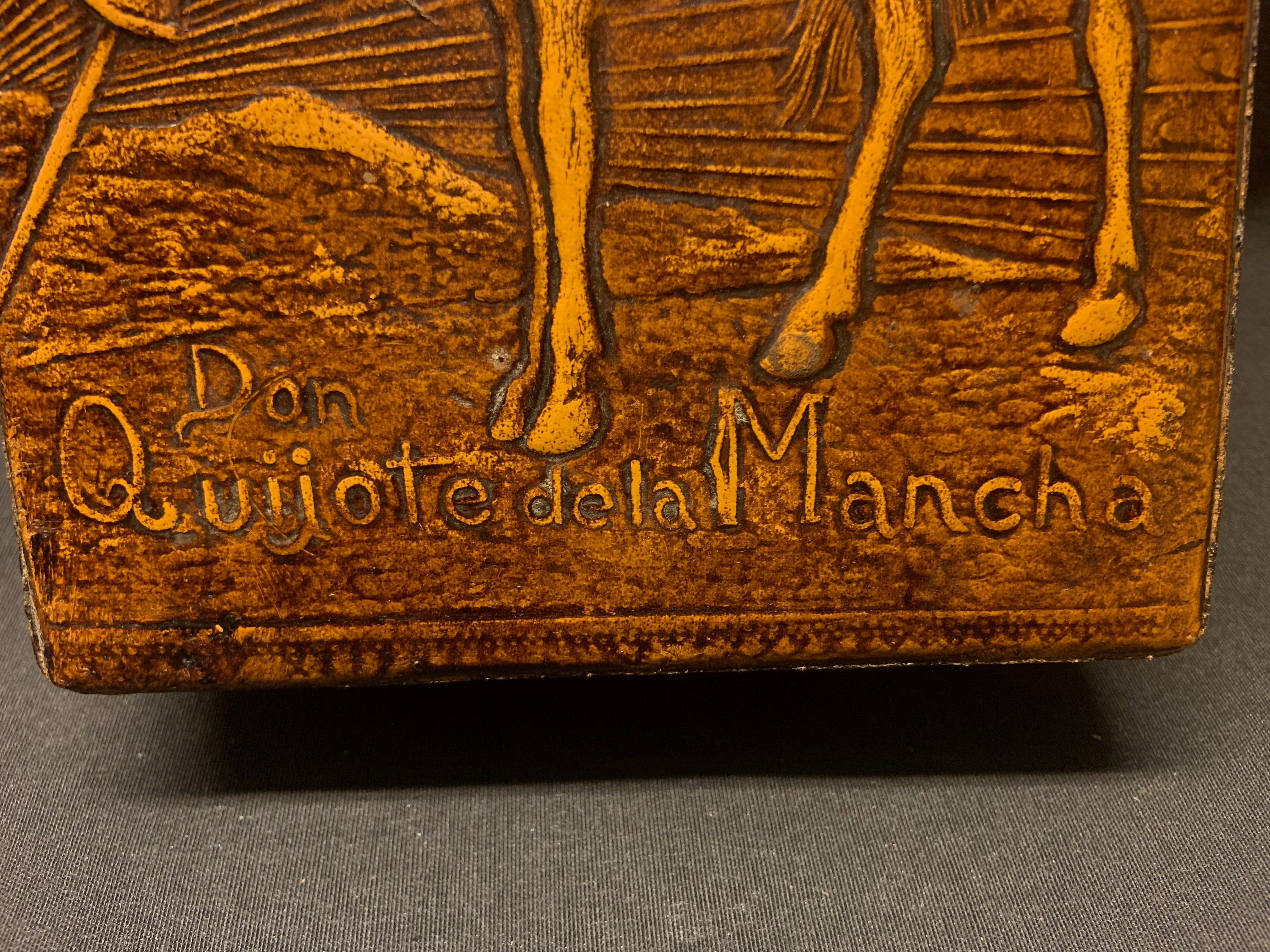 Vintage Don Quixote Embossed Faux Leather Cigar Box