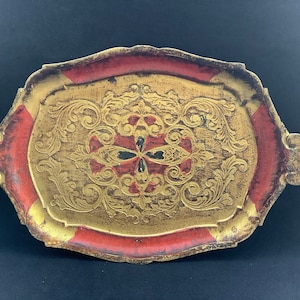 Vintage elegant Florentine tray Italian tray  Vintage serving tray Vanity tray Drink tray Handmade Italy Made in Italy Italian gift