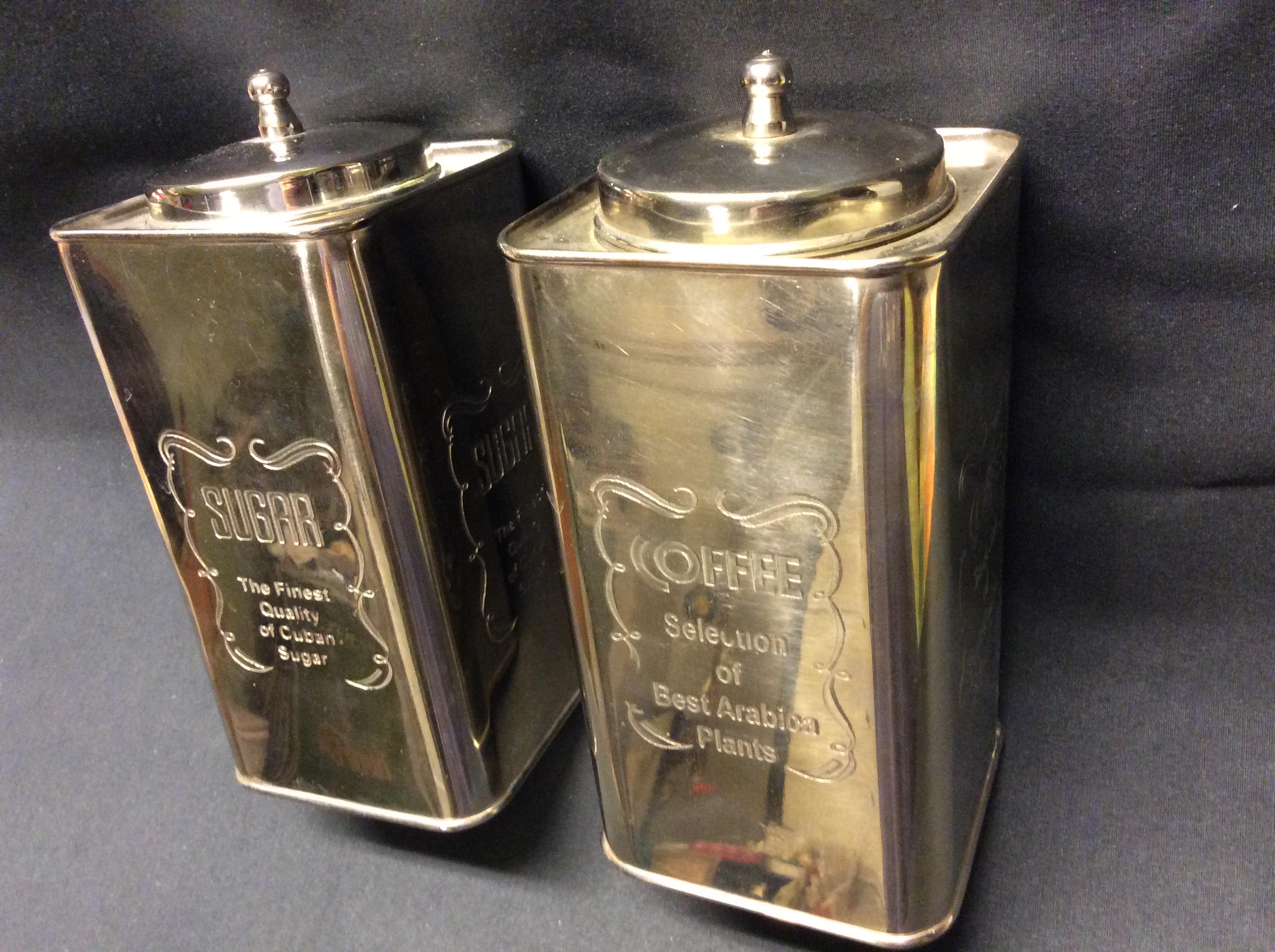 2 Vintage Square Silver Metal Tins, Canisters With Lid