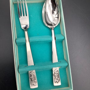 Fourchette, couteau et cuillère enfant en argent massif - Set 3 couverts  enfants