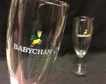 2 vintage 1970 Babycham flute glasses, Babycham collectors item