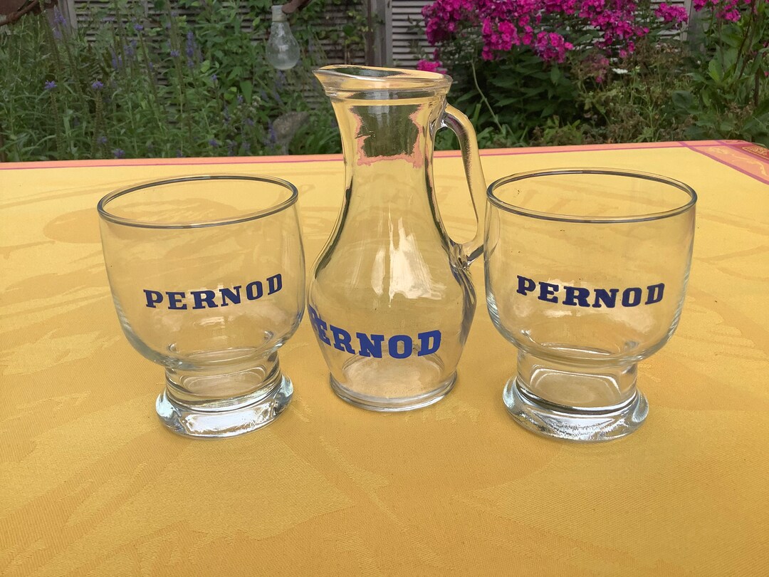 A Vintage Pernod Set With 2 Glasses Pernod and Water Jug Etsy