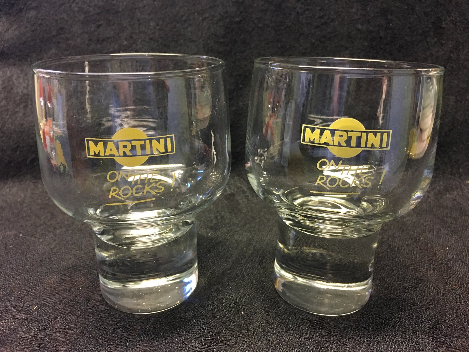 2 Vintage Martini On the Rocksglazen met reclame voor het Etsy Nederland
