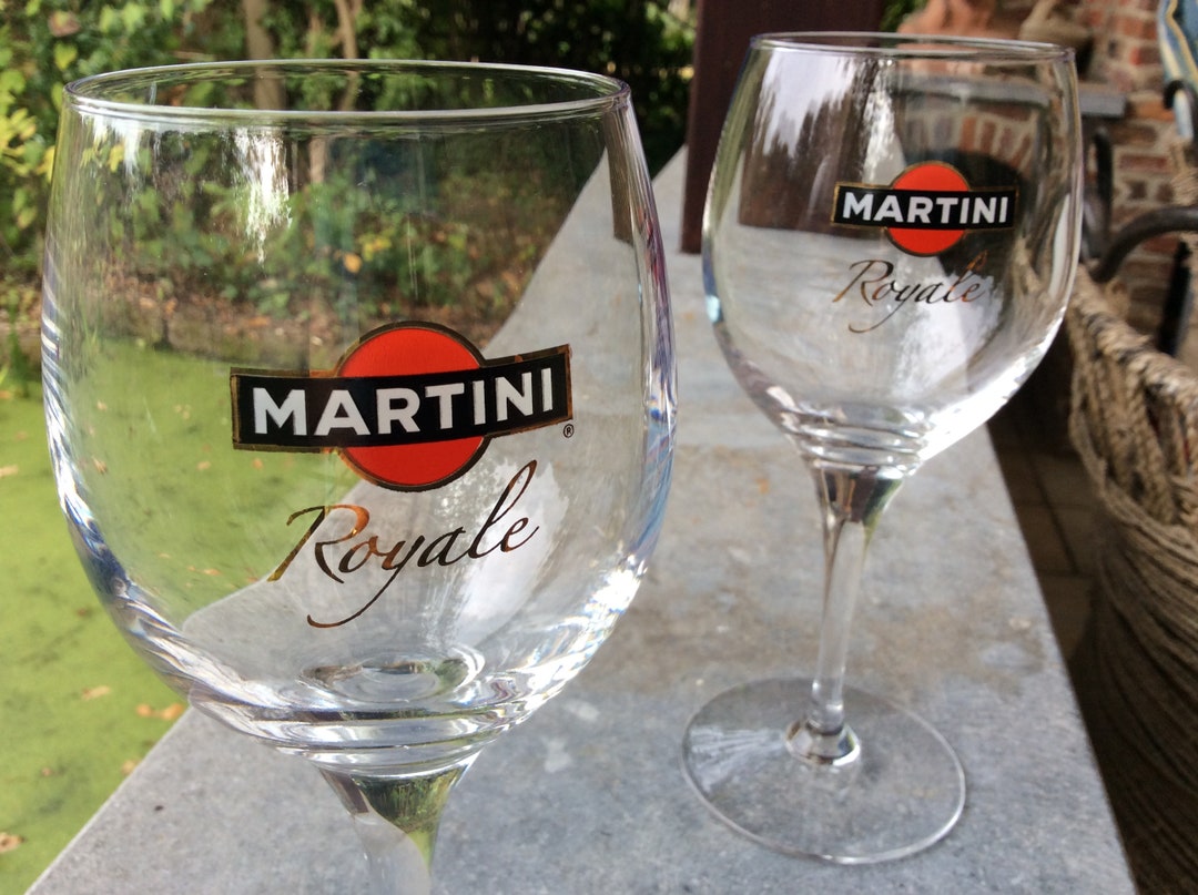 2 Vintage Martini Glass Royale Advertising Martini Brand Logo Martini