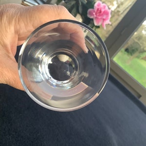 May include: The bottom of a clear glass goblet with a fluted design.