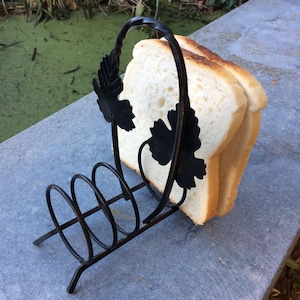 Porta toast in metallo retrò vintage - Porta toast vintage o porta lettere o tovaglioli, 6 scomparti, con 2 foglie di vite in metallo