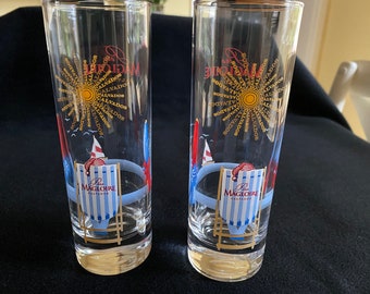 A set of 2 Pere Magloire calvados glasses. long drink calvados, calvados Normandy