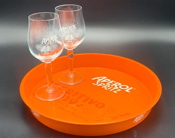 Vintage Aperol Spritz Glasses and Orange Serving Plate
