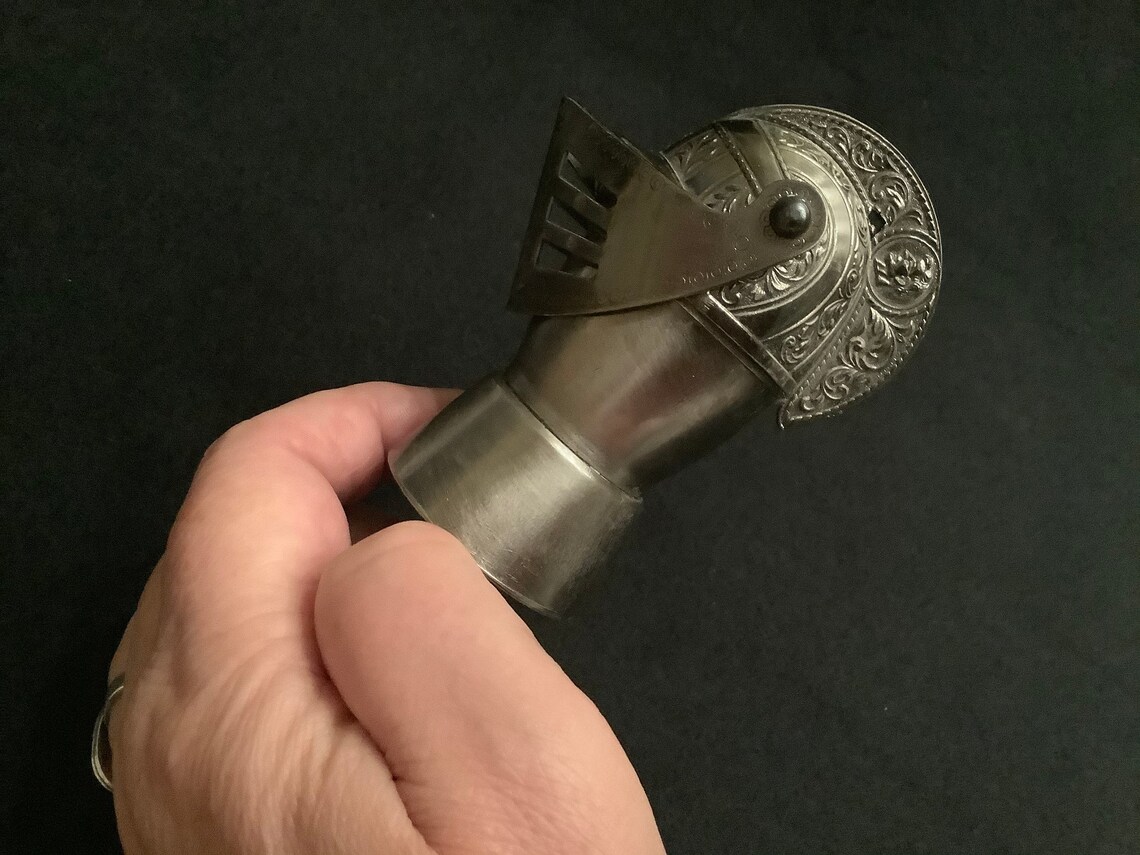 Vintage Medieval Knight Helmet Stainless Steel Alcohol Bottle Etsy