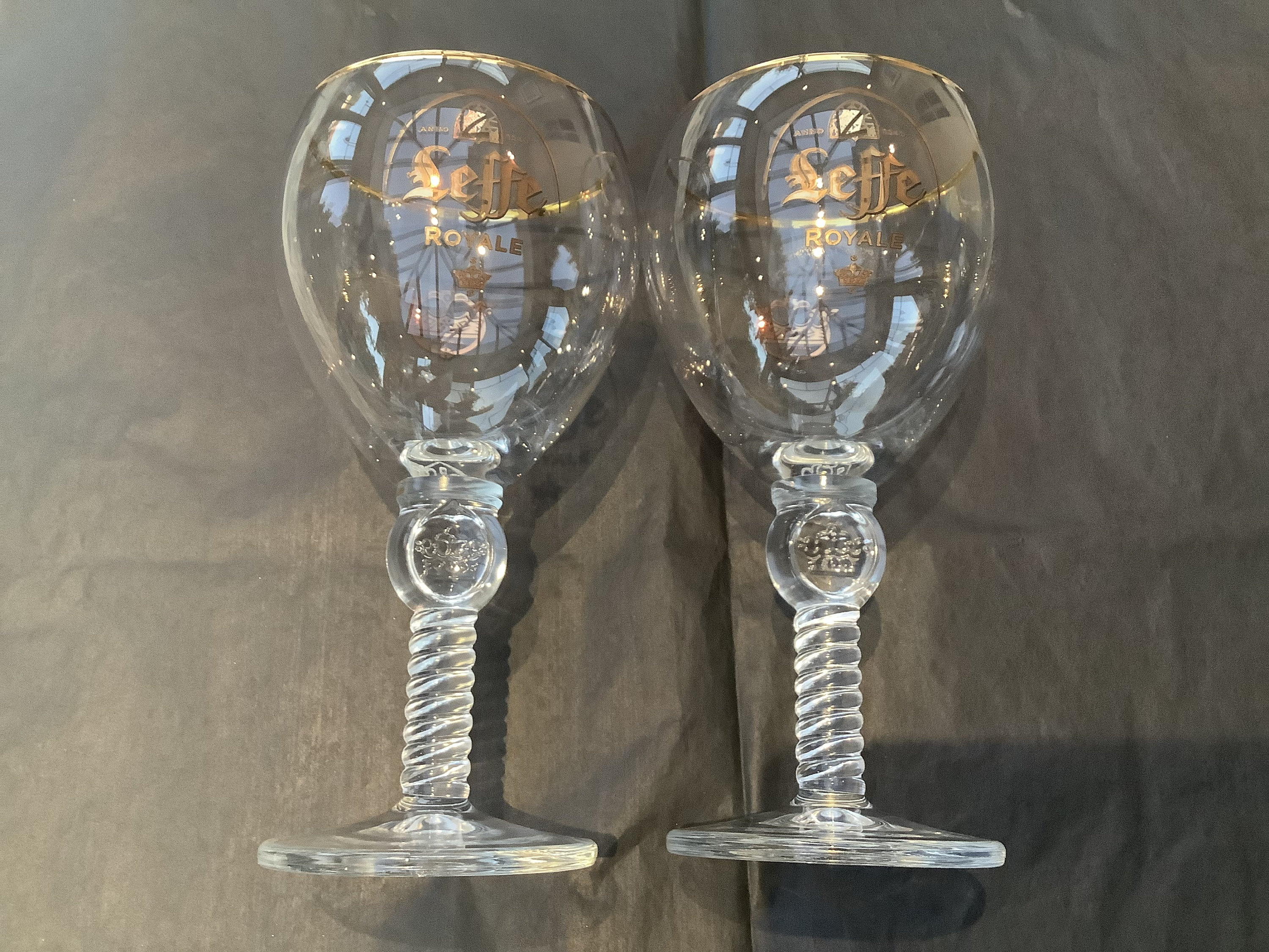 2 Vintage Glasses for the Leffe Royale, 33cl, Famous Leffe