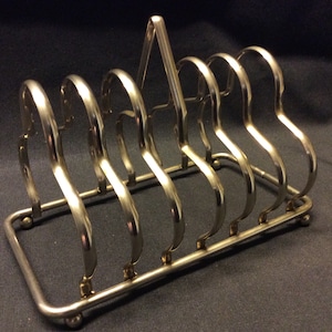 Porta toast retrò vintage in metallo color argento - Porta toast vintage o porta lettere o porta tovaglioli