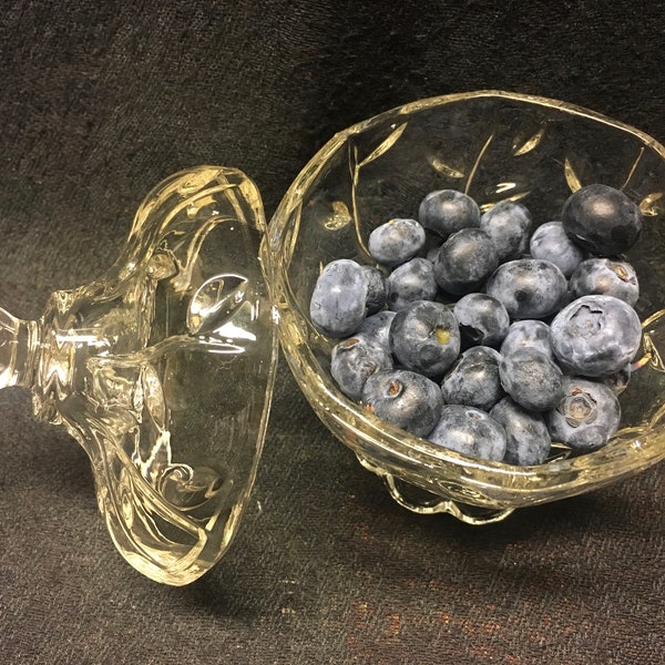 Boîte à Bonbons Vintage Rosaline En Verre Pressé Rose - Années 40, Occasion
